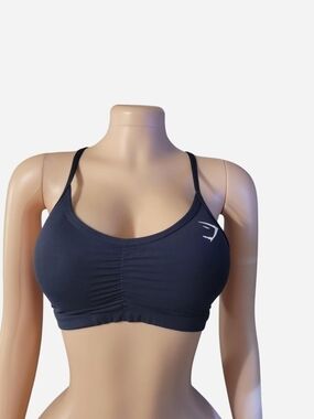 Gymshark Black Ruched Strappy Sports Bra